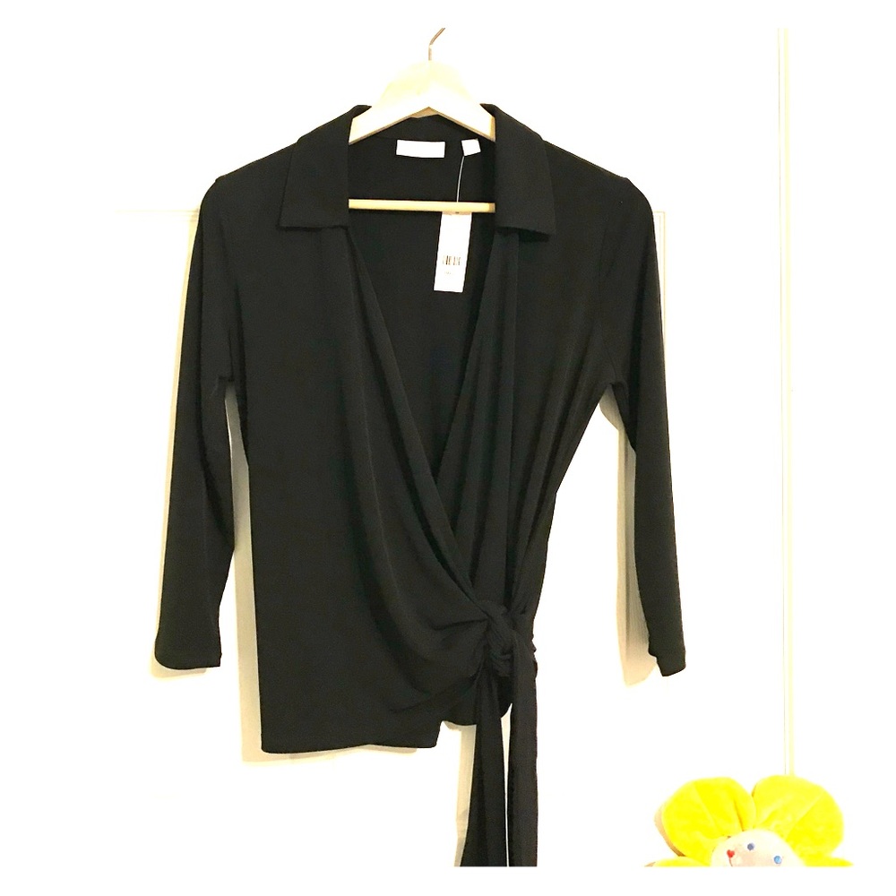 NY&Co Black Wrap Top - NWT